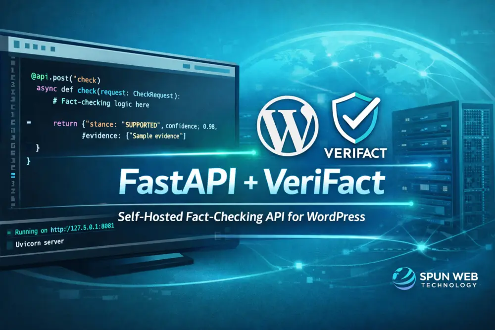 VeriFact FastAPI fact-checking system graphic for self-hosted claim verification